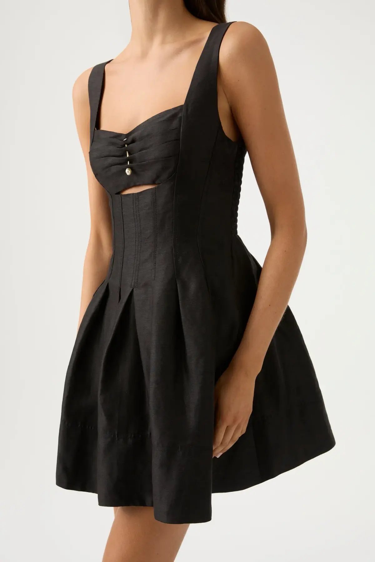 Aje Divinity Pearl Pin Mini Dress Black Size 10 / M photo 4