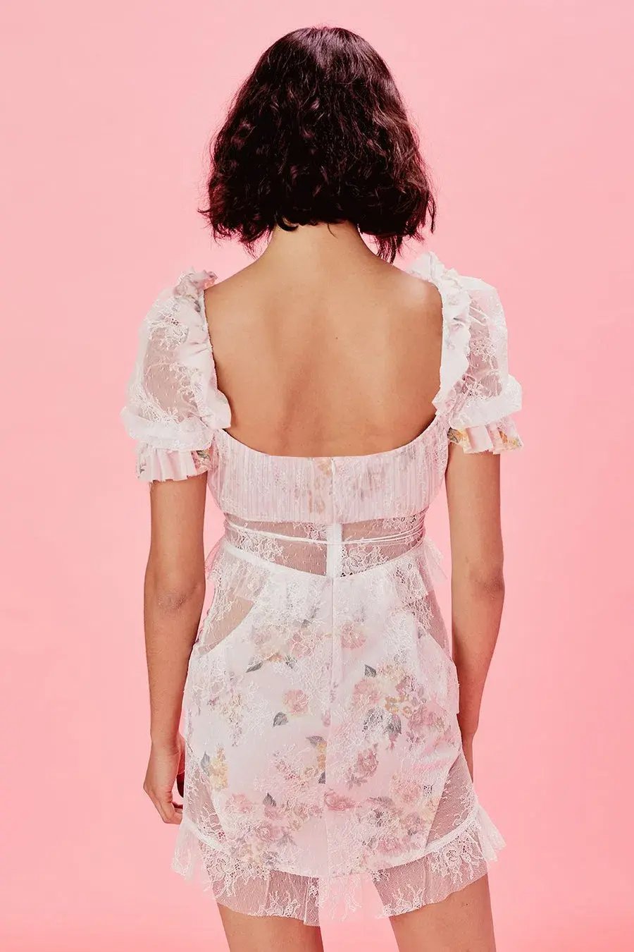 For Love and Lemons Nola Mini Romantic Pink Lace Dress Blush Size S/ AU 8 photo 2