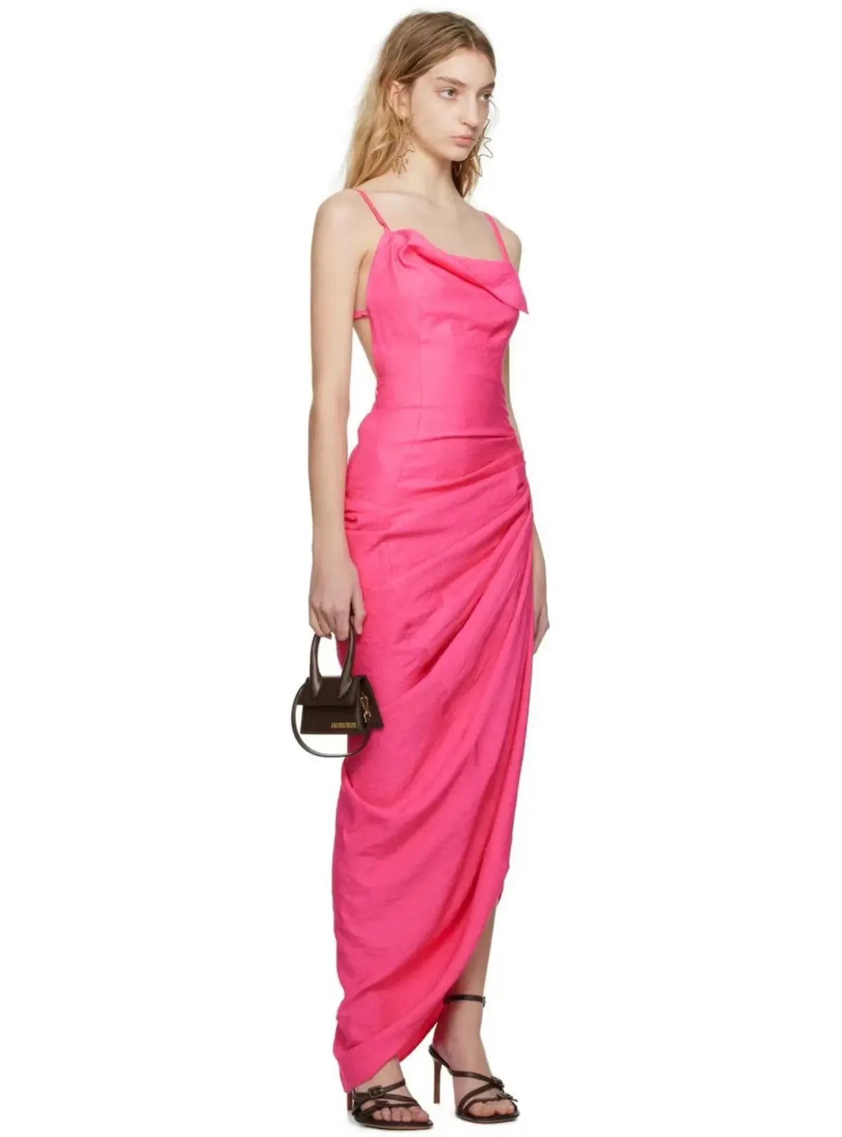 Jacquemus Le Raphia La Robe Saudade Maxi Dress Pink Size AU 8 photo 4