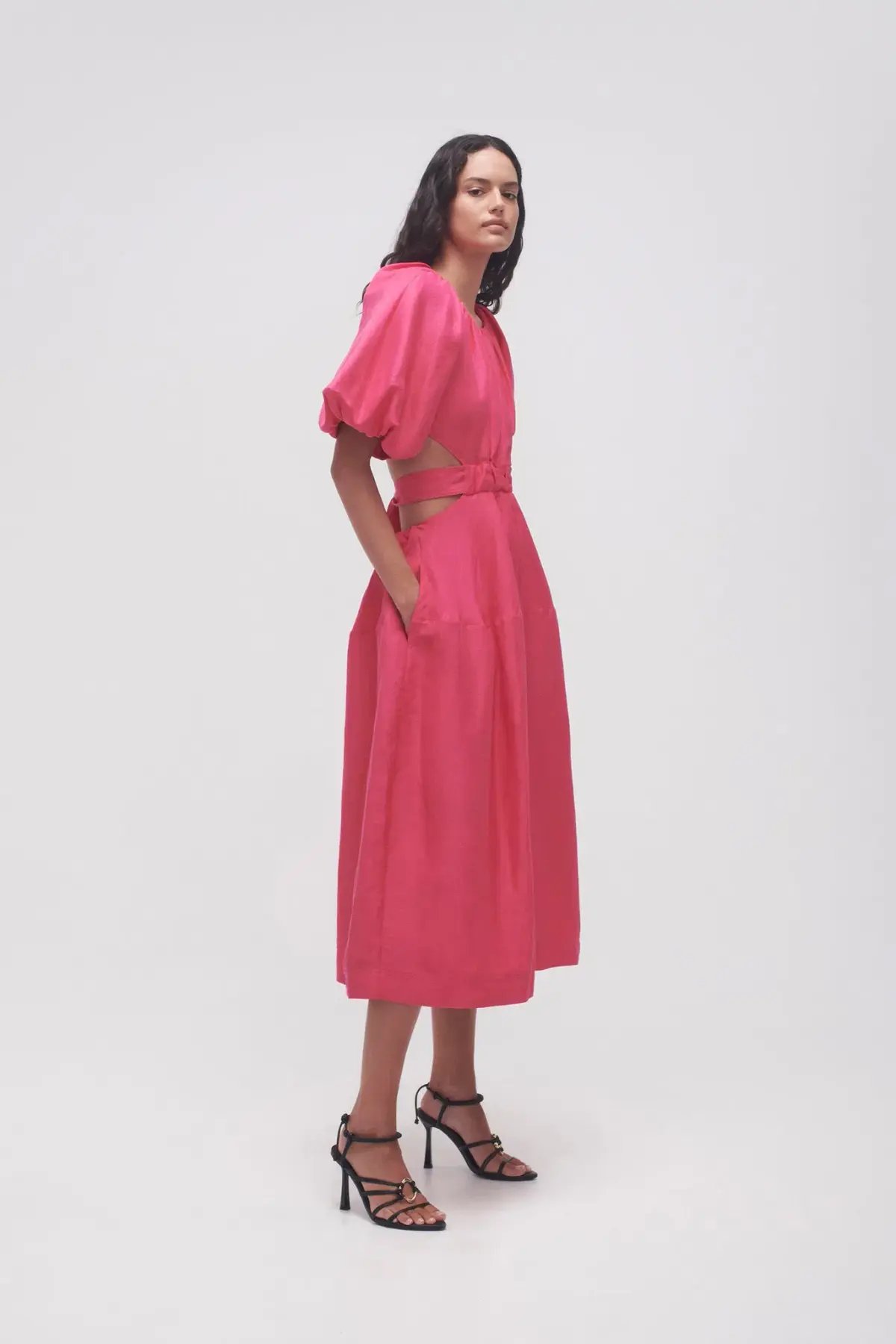 Aje Mimosa Cutout Midi Dress Hot Pink Size 6 photo 3