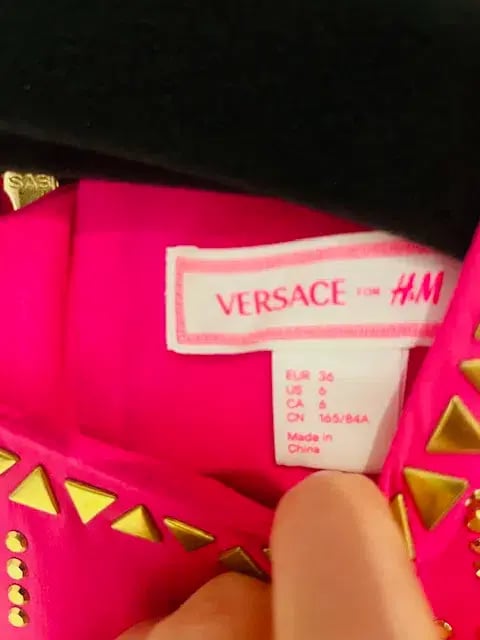 Versace H&M Party Pink Gold Mini Sild Dress Size 8 photo 8