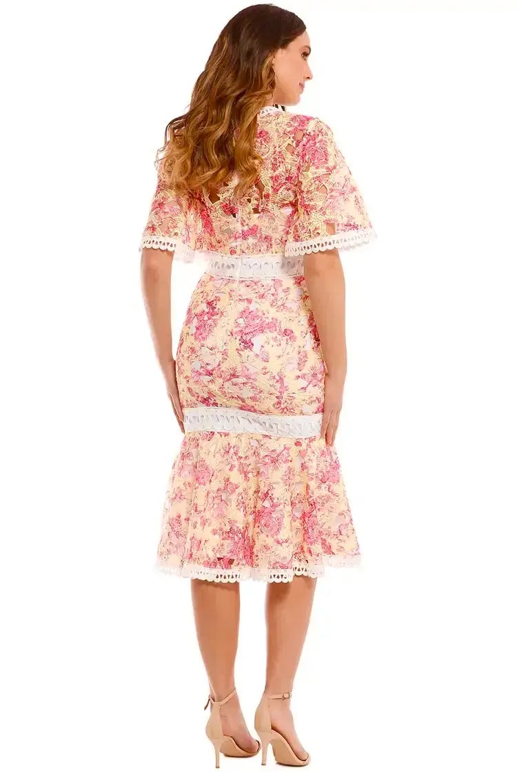 Talulah Vienna Midi Lace Dress Floral Size S/ AU 8 photo 3