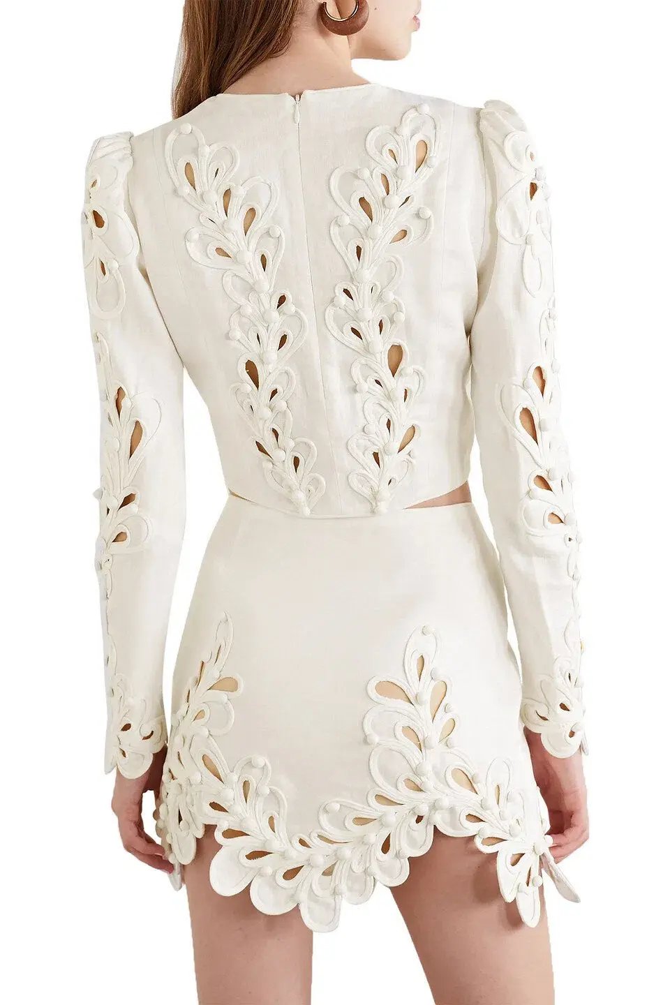 Zimmermann Brightside Rouleaux Bodice Size 8 and Mini Skirt Size 6 Set Ivory photo 3