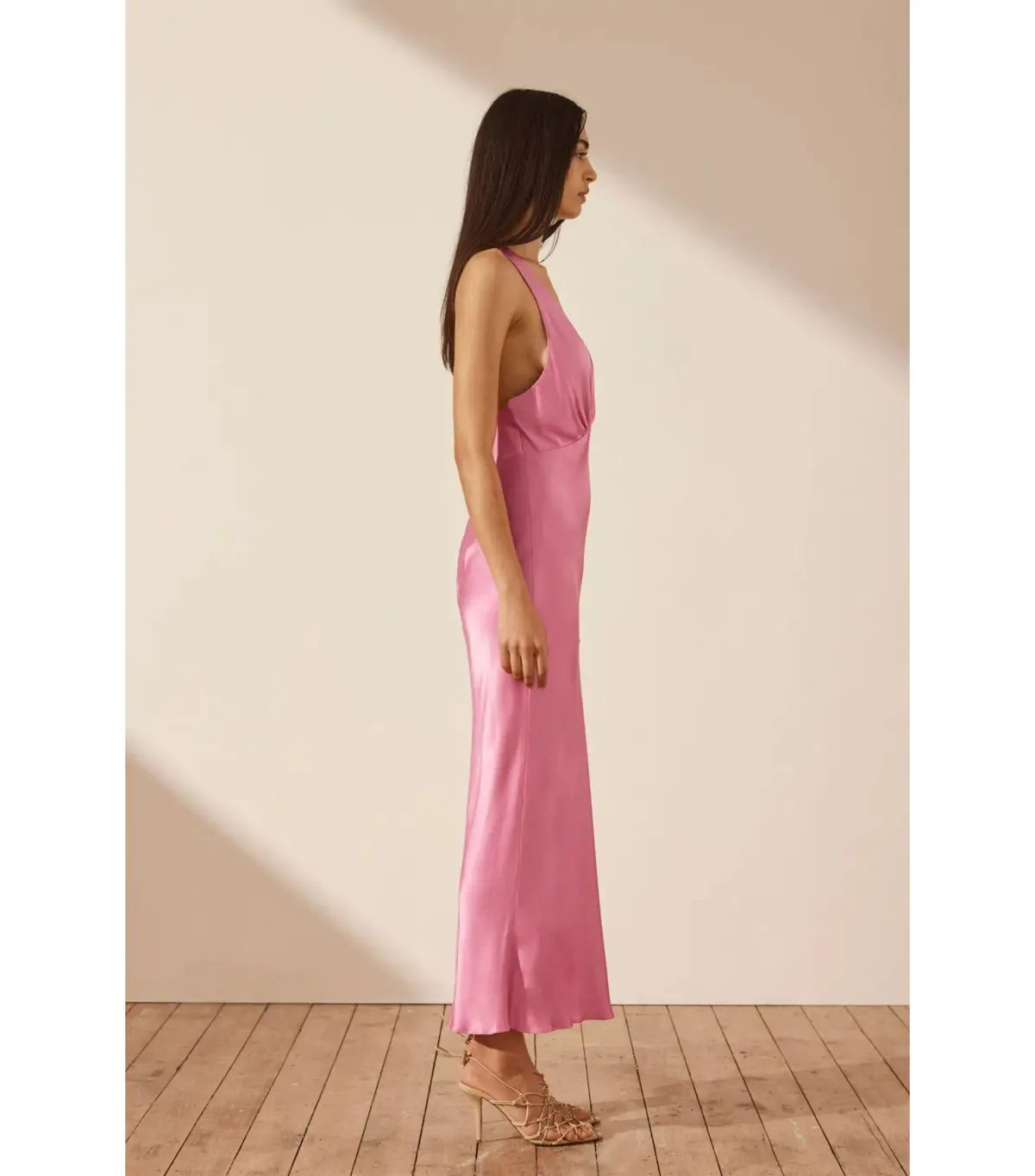 Shona Joy Arienzo Plunged Cross Back Midi Dress Pink Size AU 10 photo 3