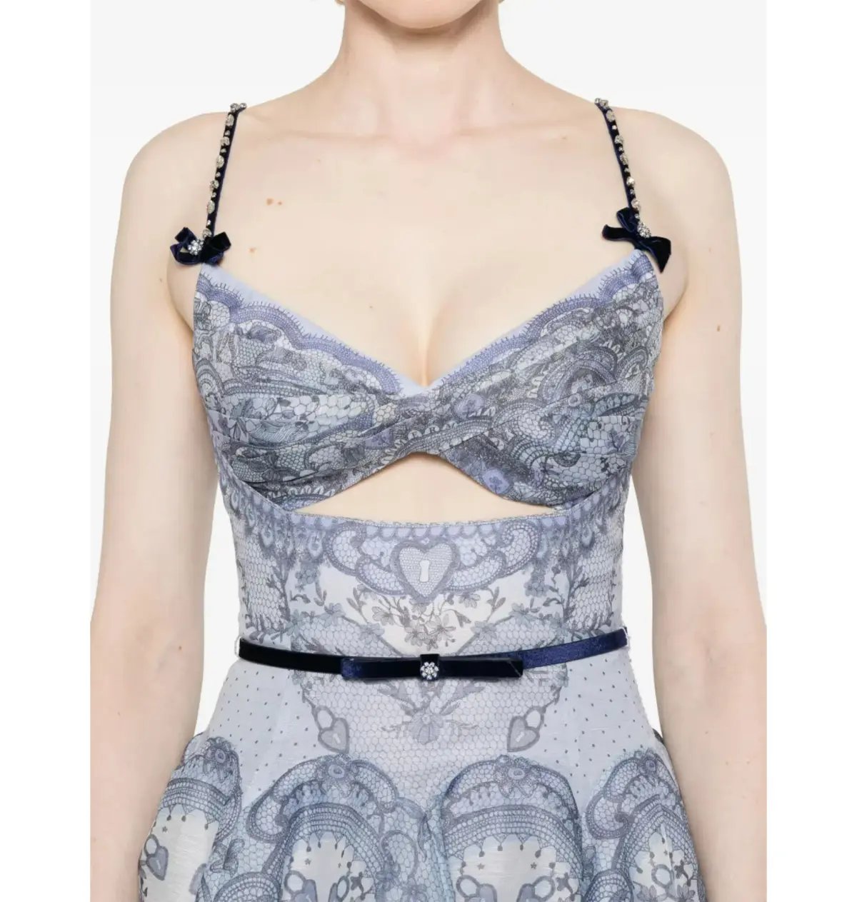 Zimmermann Crush Twist Front Dress in Blue Lace Print Size 0P / AU 6 photo 2