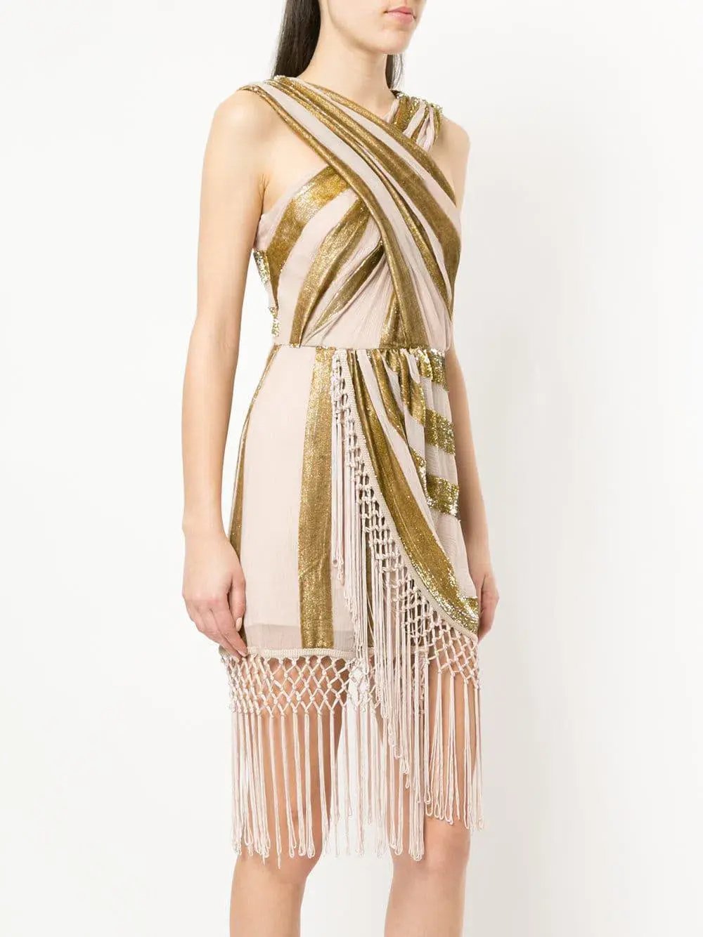 Alice McCall Surrealist Mini Dress in Gold Metallic Size 8 photo 2