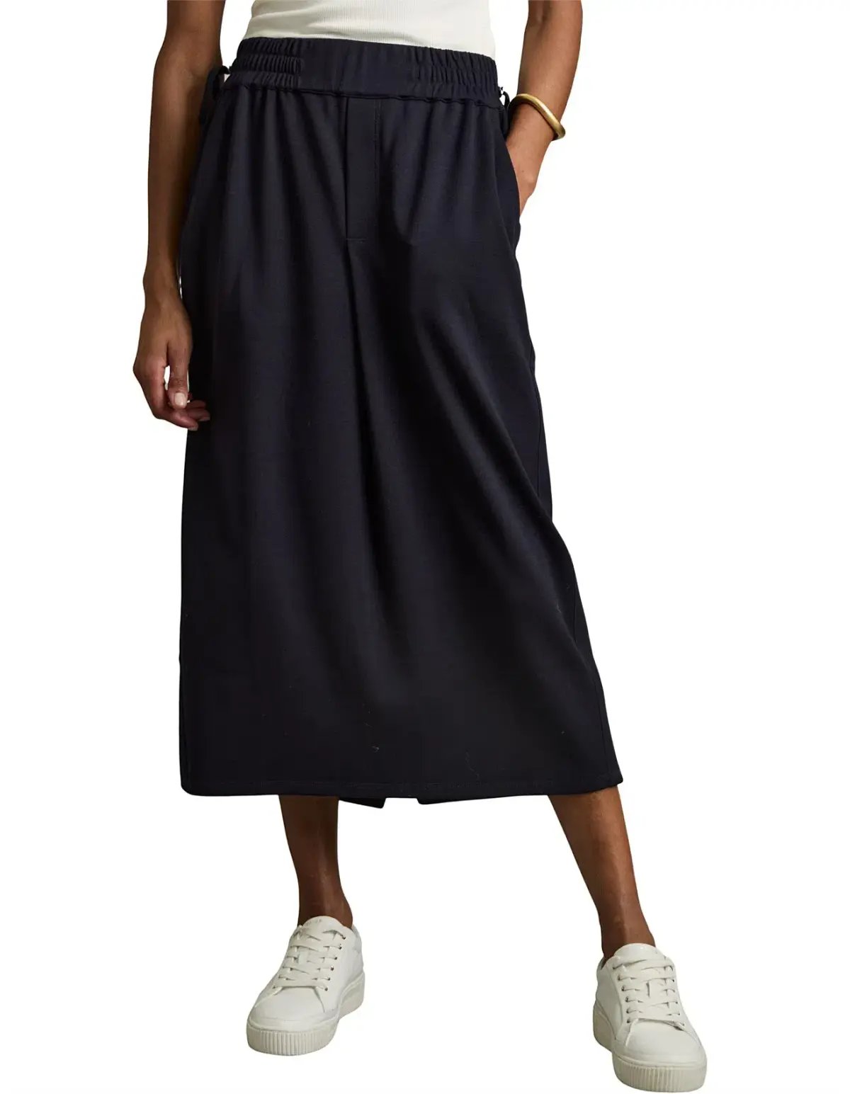 Reiss Nora Ruched Jersey Midi Skirt Navy Size AU 12 photo 2