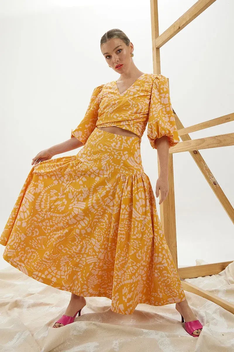 Mon Renn Monarch Dress Yellow Floral Size 8 photo 2
