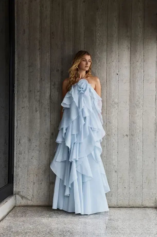 Aje Pandorea Layered Maxi Dress Silver Blue Size AU 8 photo 3