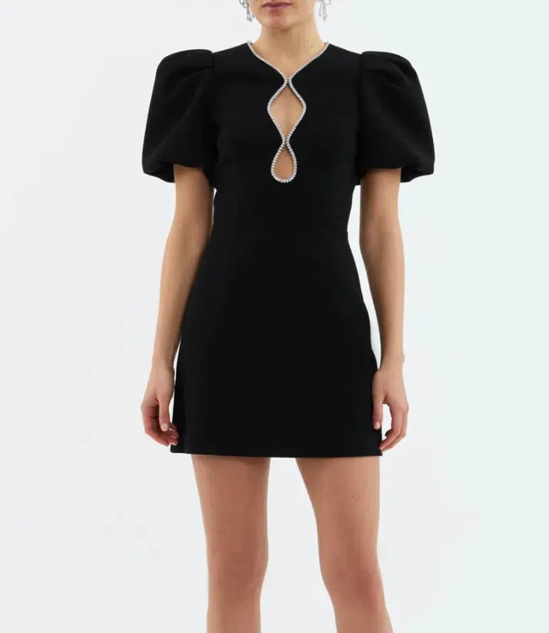 Rebecca Vallance Estella Puff Sleeve Mini Dress Black Size 10 photo 2
