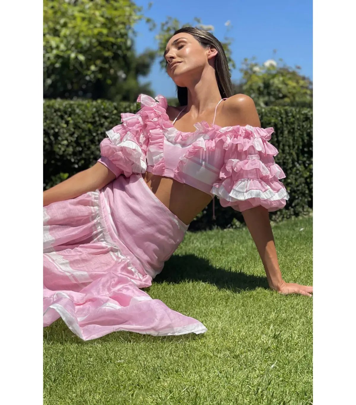 Mackenzie Mode Storybook Top and Maxi Skirt Pink White Set Size 6/XS photo 4