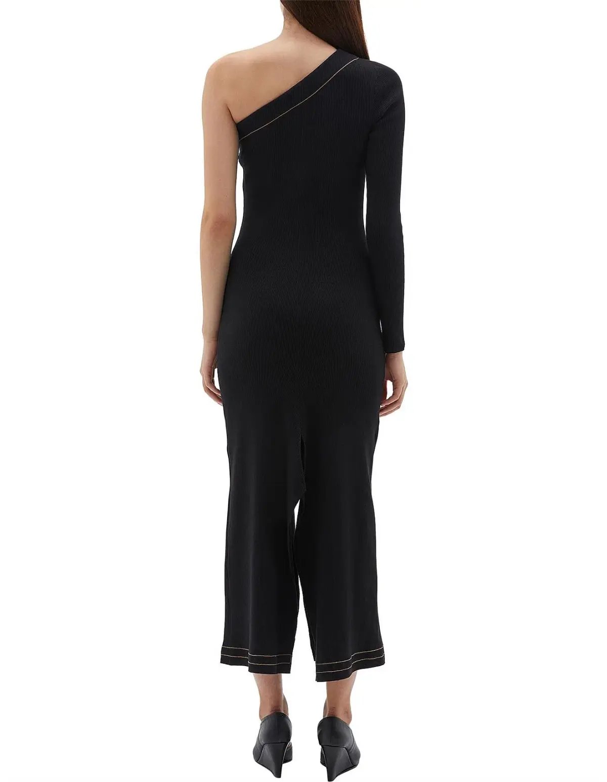 Bassike Asymmetrical One Shoulder Dress Black Size 4 photo 4