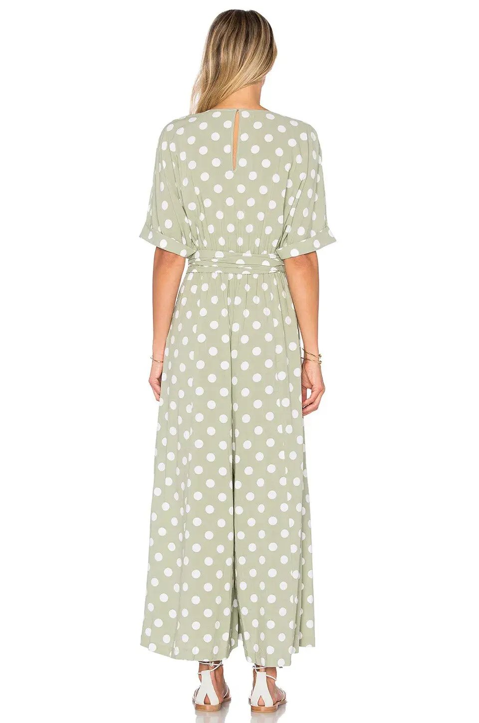 Mara Hoffman Deep V Neck Jumpsuit Green Print Size 8 photo 3