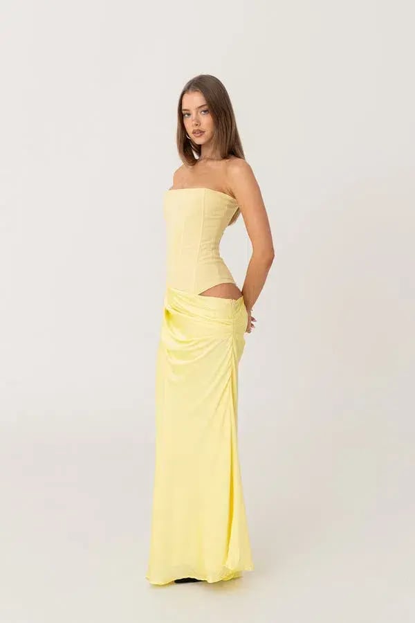 HNTR The Label Huxley Maxi Gown Lemon Size S / AU 8 photo 4