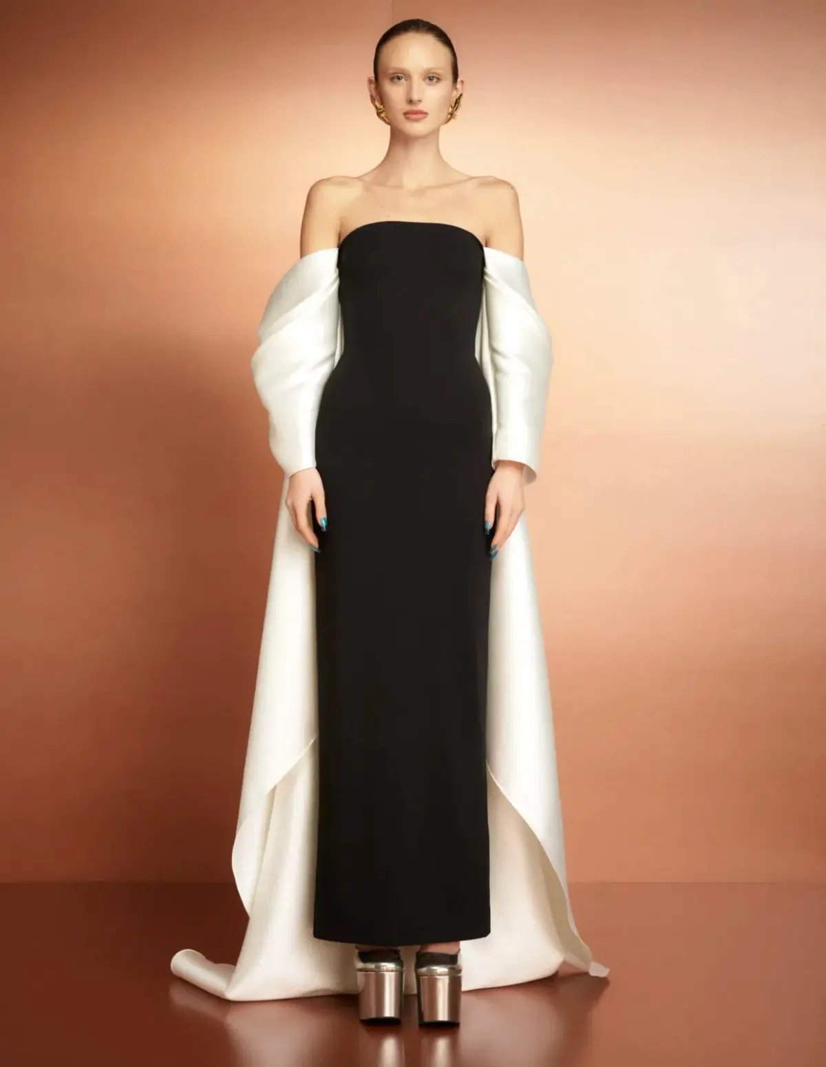 Solace London The Kyla Maxi Dress in Black and Cream Size 16 photo 2