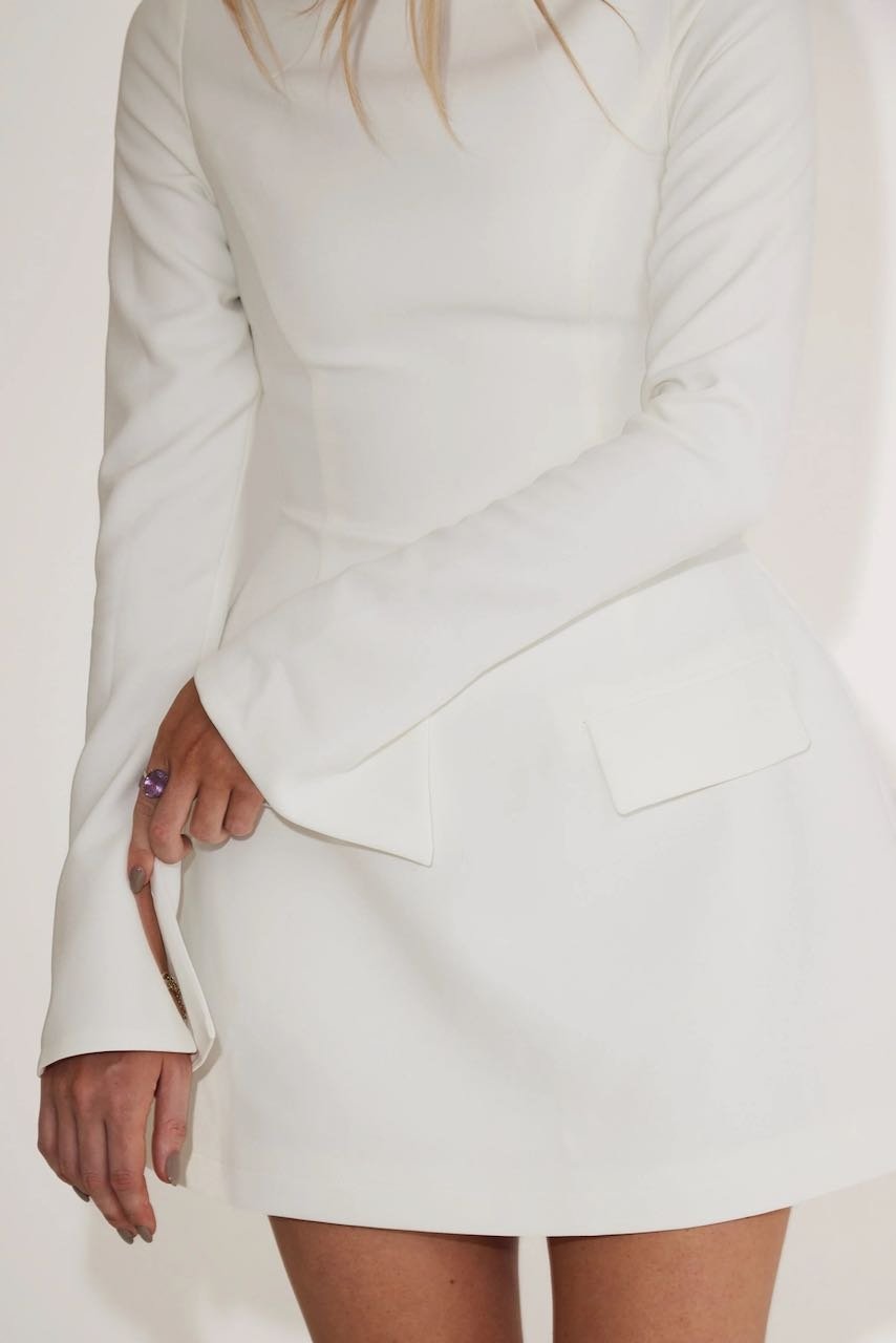 ODD MUSE THE ULTIMATE MUSE SPLIT SLEEVE MINI DRESS - WHITE photo 4