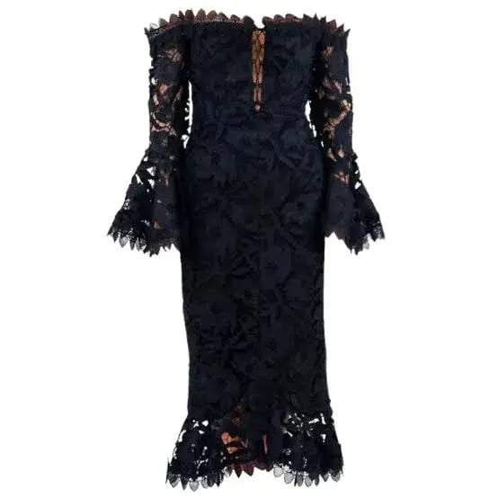 Nicholas Botanical Lace Cocktail Dress Black Size 6 photo 4