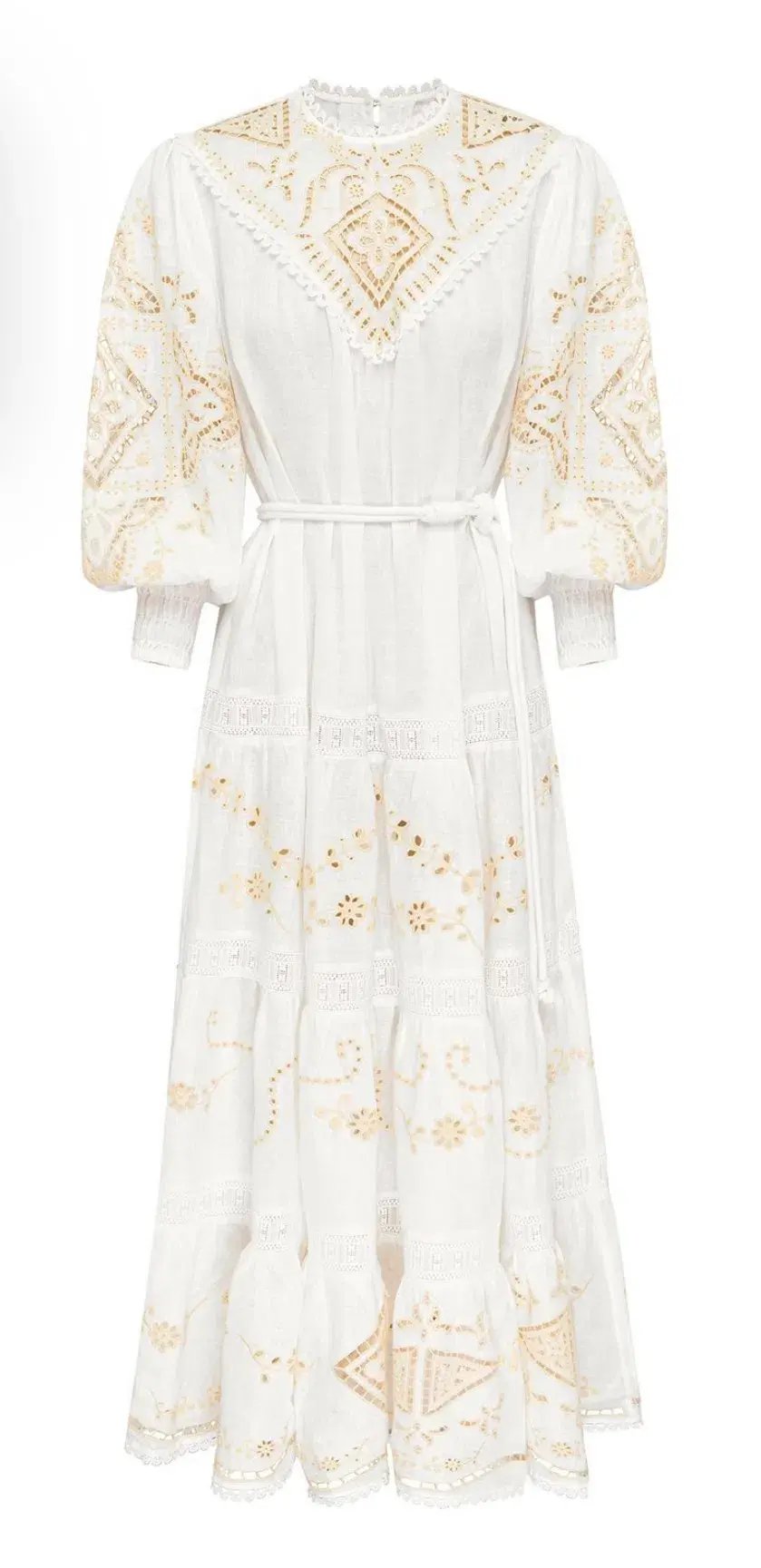 Alemais Embroidered Cecilia Midi Dress White Size AU 10 photo 6