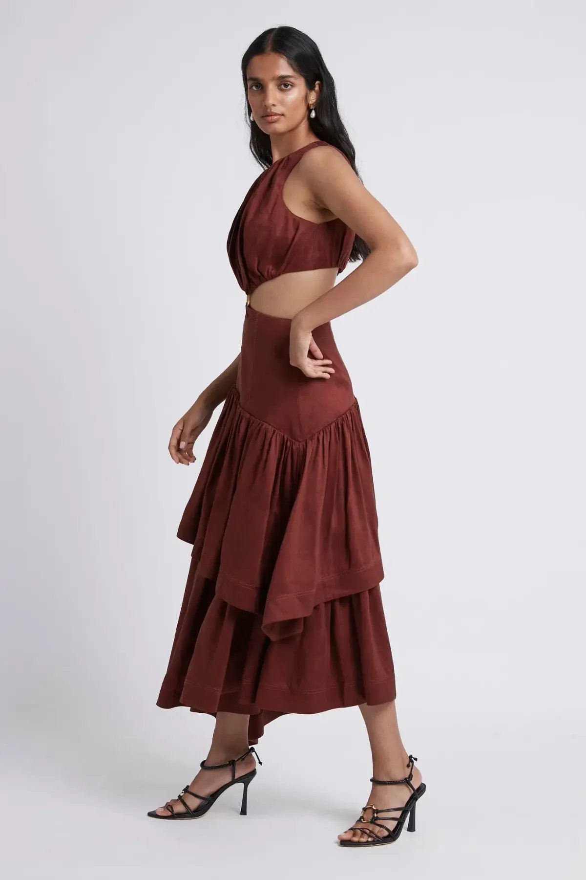 Aje Caliente Cut Out Dress Maroon Red Size 8 photo 4