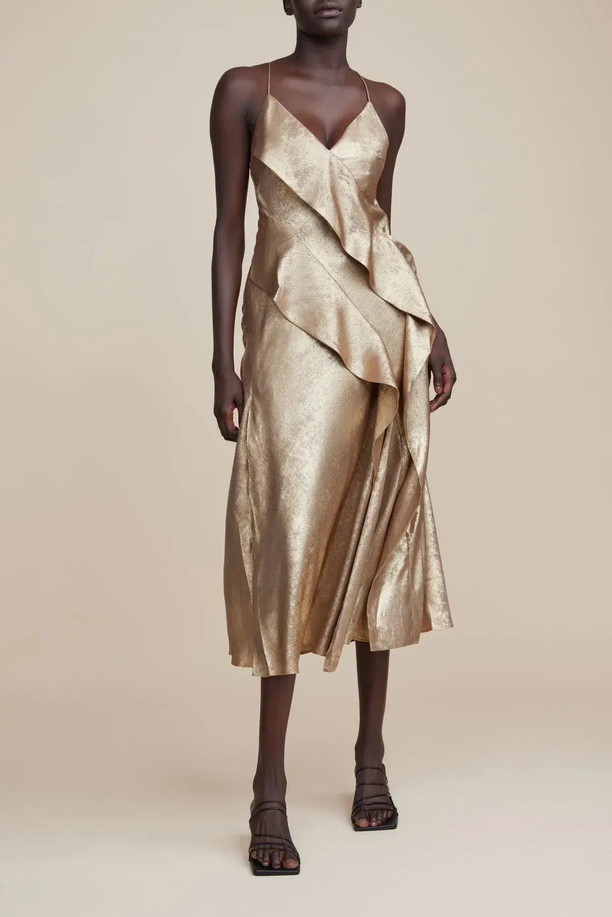 Acler Queensbridge Midi Dress Gold Size 14 photo 4