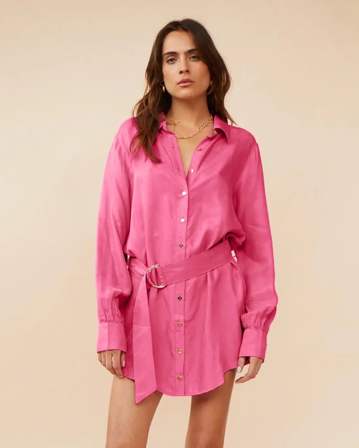 Suboo Georgia Mini Shirt Dress Pink Size M / AU 10 photo 2
