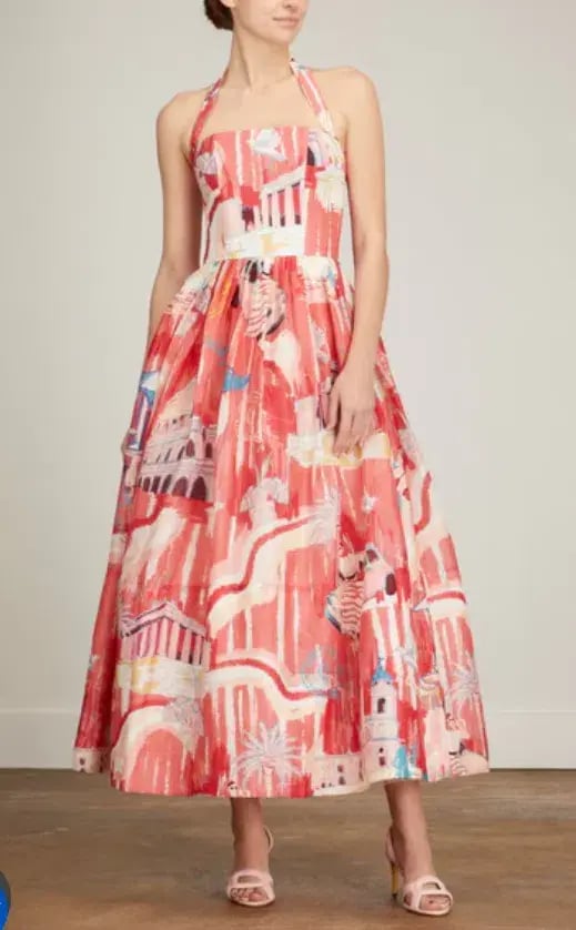 Leo Lin Ana Halterneck Midi Dress in Roma Print Size 10 photo 2