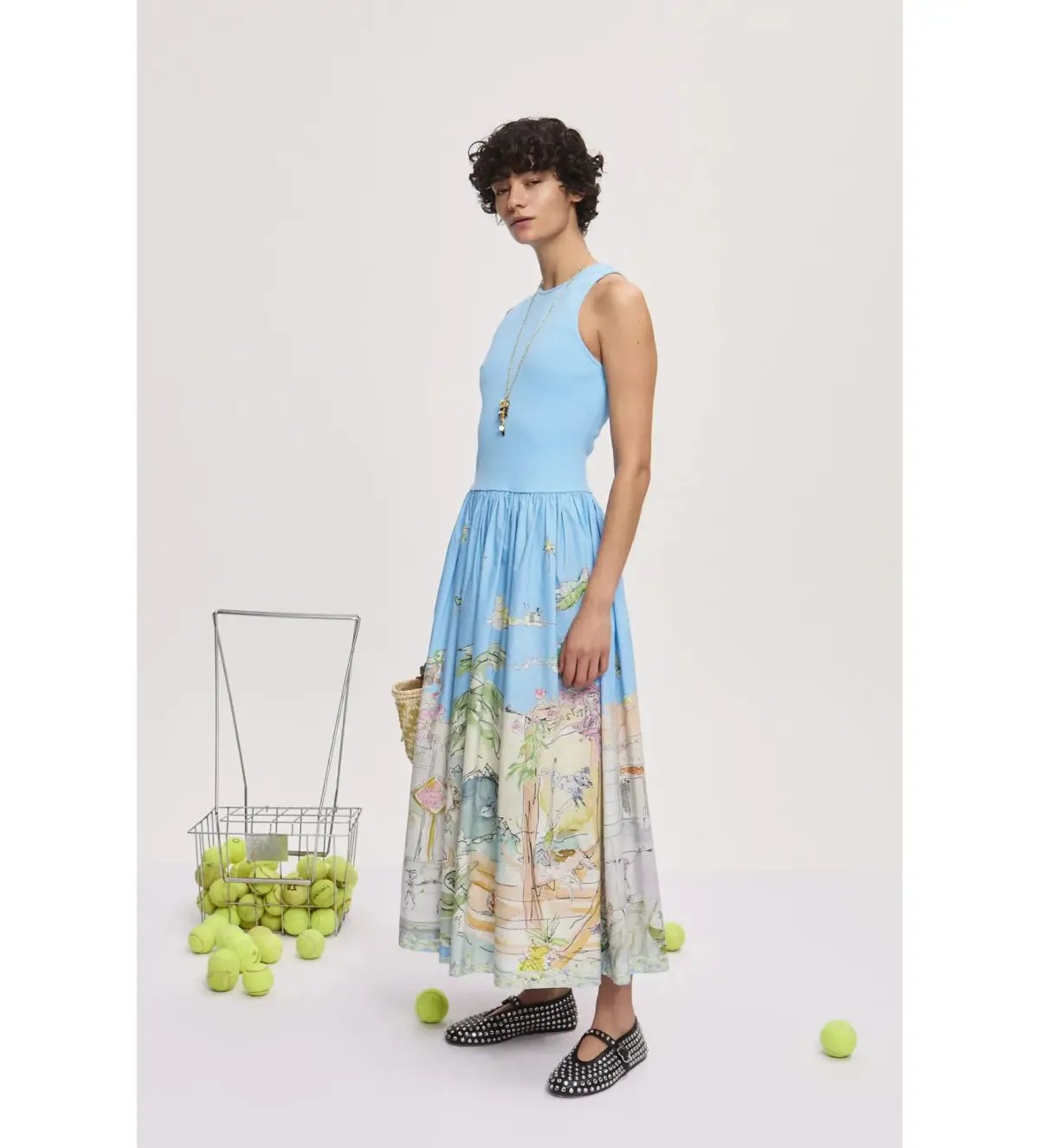Alemais Anouk Tank Midi Dress Blue Print Size 8 photo 3