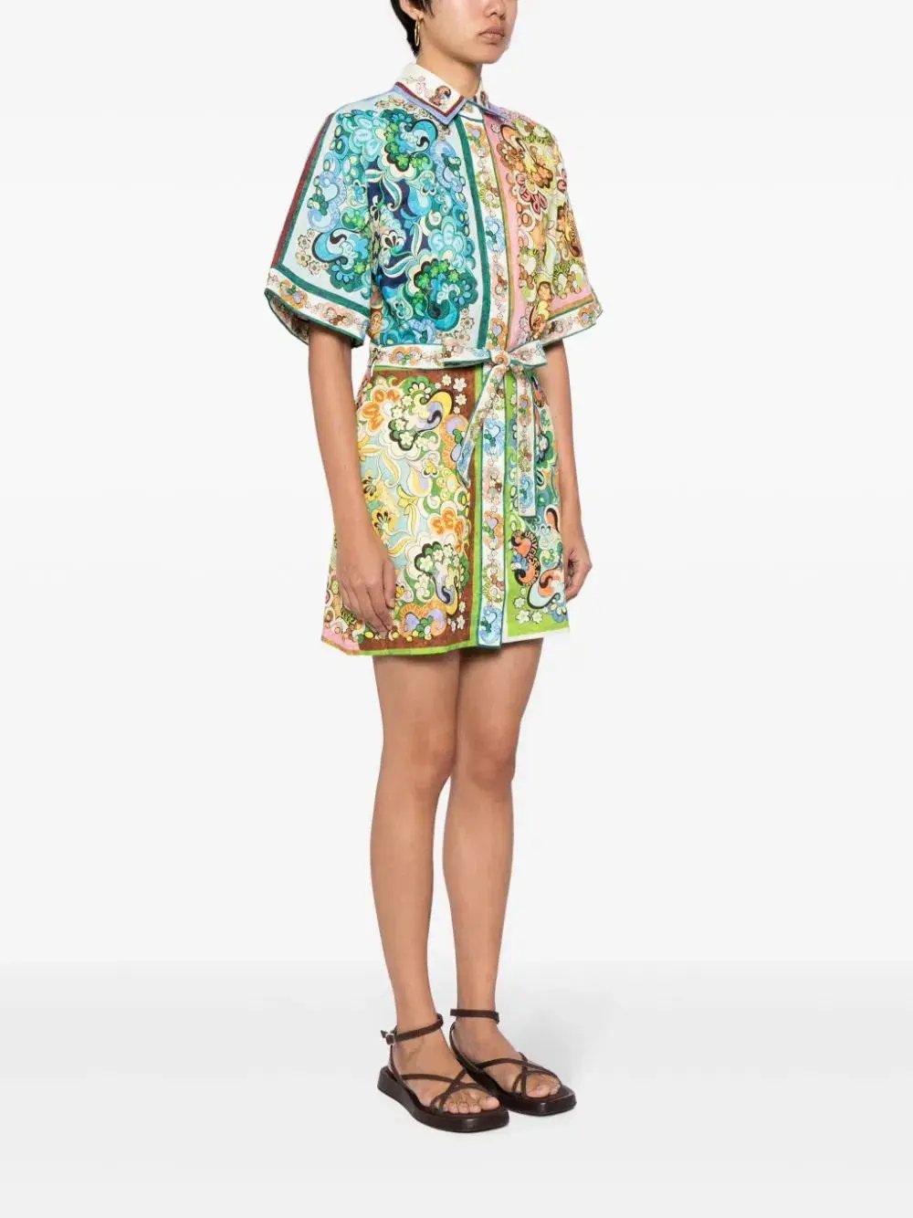 Alemais Dreamer Mini Shirt Dress Multi Print Size 10 photo 2