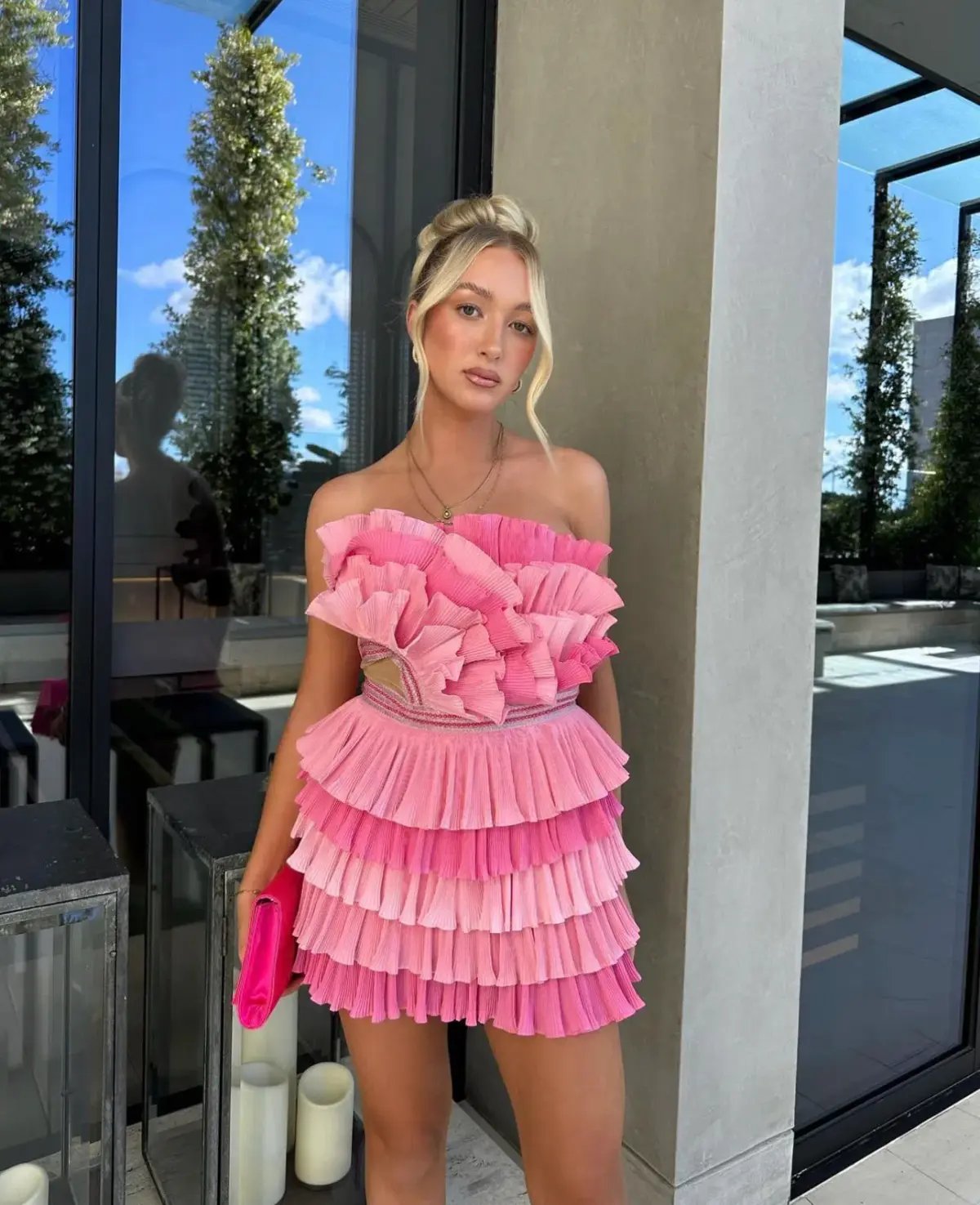 Eliya the Label Josephine Mini Dress Pink Size M/Au 10 photo 3