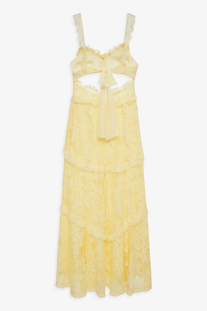 FOR LOVE & LEMONS MILENA LACE MAXI DRESS - YELLOW photo 6
