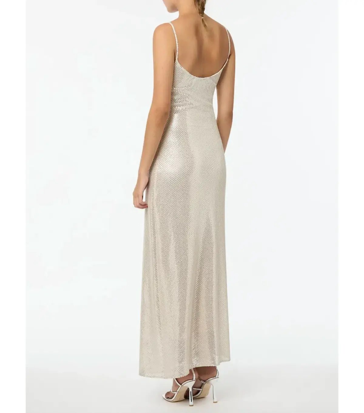 Manning Cartell High Voltage Slip Maxi Dress Nude Silver Sequin Size AU 6 photo 2