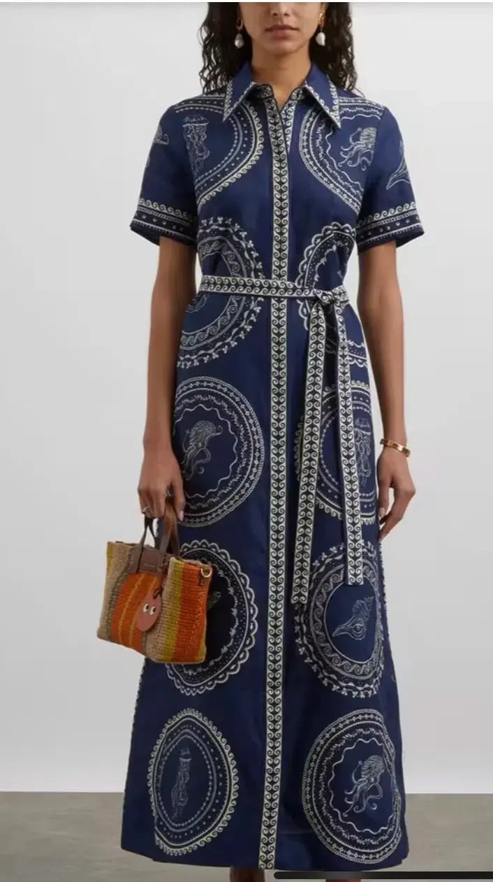 Alemais Oceane Linen Shirt Dress Blue Size 10 photo 2
