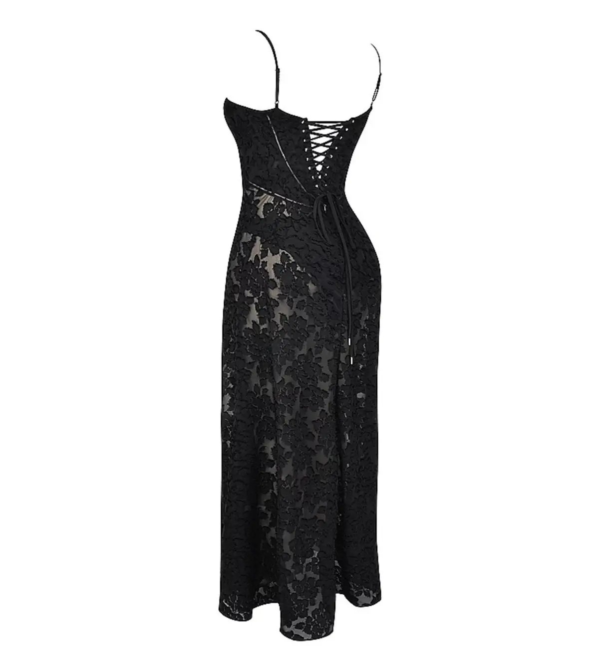 House of CB Seren Floral Lace Back Maxi Dress Black Size S/AU 8 photo 7