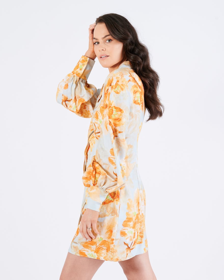 Leo Lin Luminous Linen Mini Dress - Camellia Print photo 2