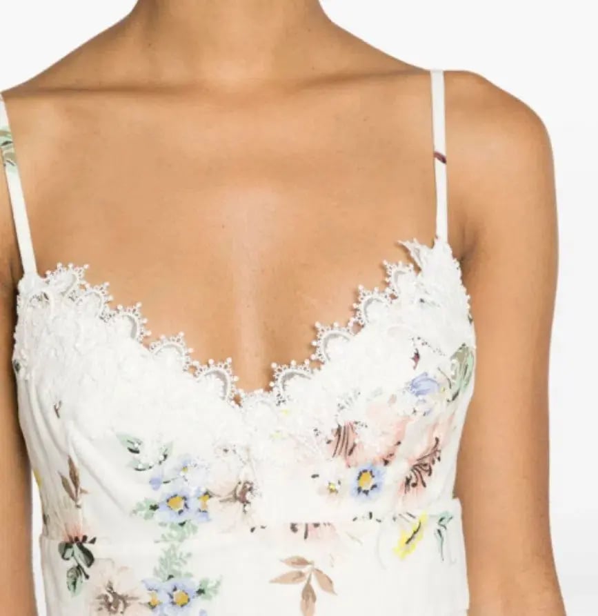 Zimmermann Appliqué Picnic Dress Blue Floral Size 1/Au 10 photo 5