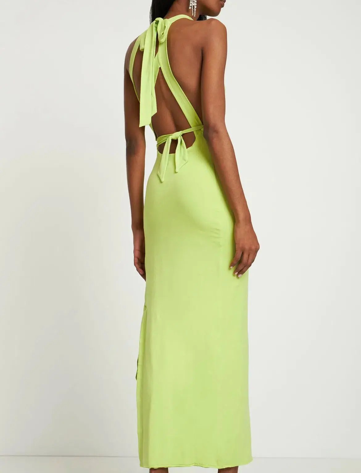 Rotate By Birger Christensen Merle Organic Cutout Dress Chartreuse Size 8 photo 2