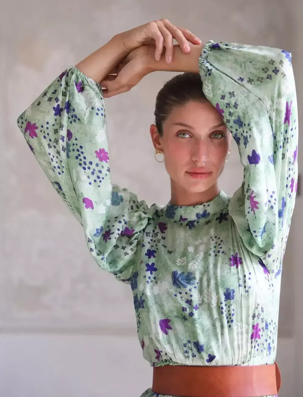 Frank & Dollys Viamo Cascade Floral Satin Dress in Sage Size XXS / 6 photo 5