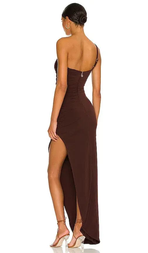 Nookie Aria One Shoulder Gown Brown Size M photo 3