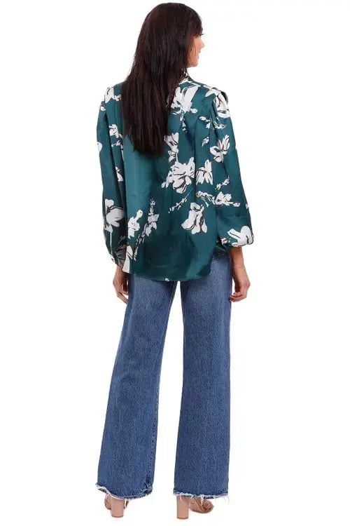 Aje Efflorescent Blouse in Green Size 10 photo 3