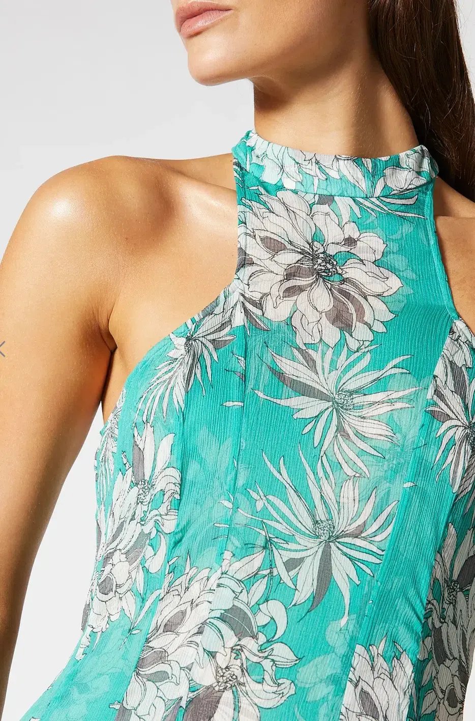 Scanlan Theodore Silk Georgette Floral Dress Spearmint Size AU 8 photo 2