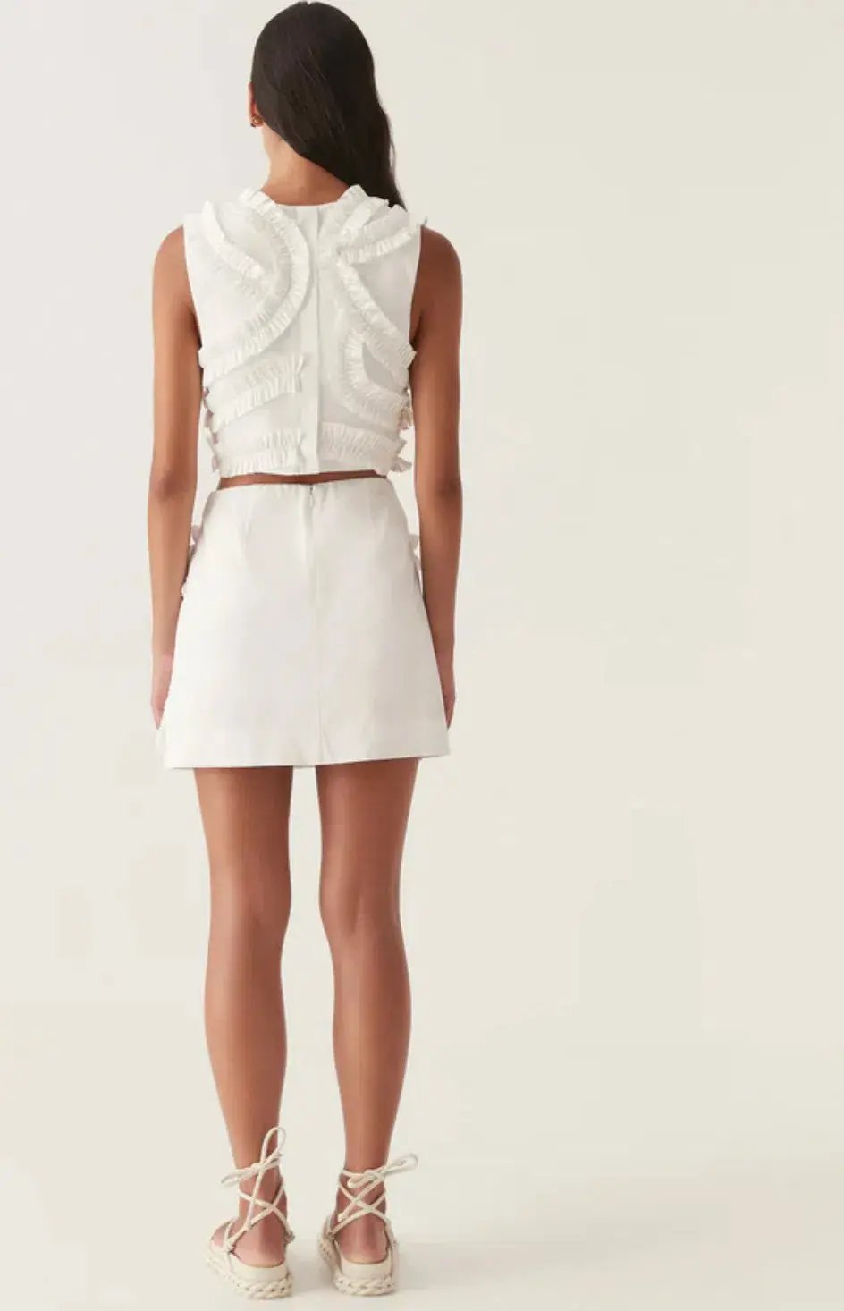 Aje Aurelia Frill Shell Top & Kendra Mini Skirt Set White Size 8 photo 2
