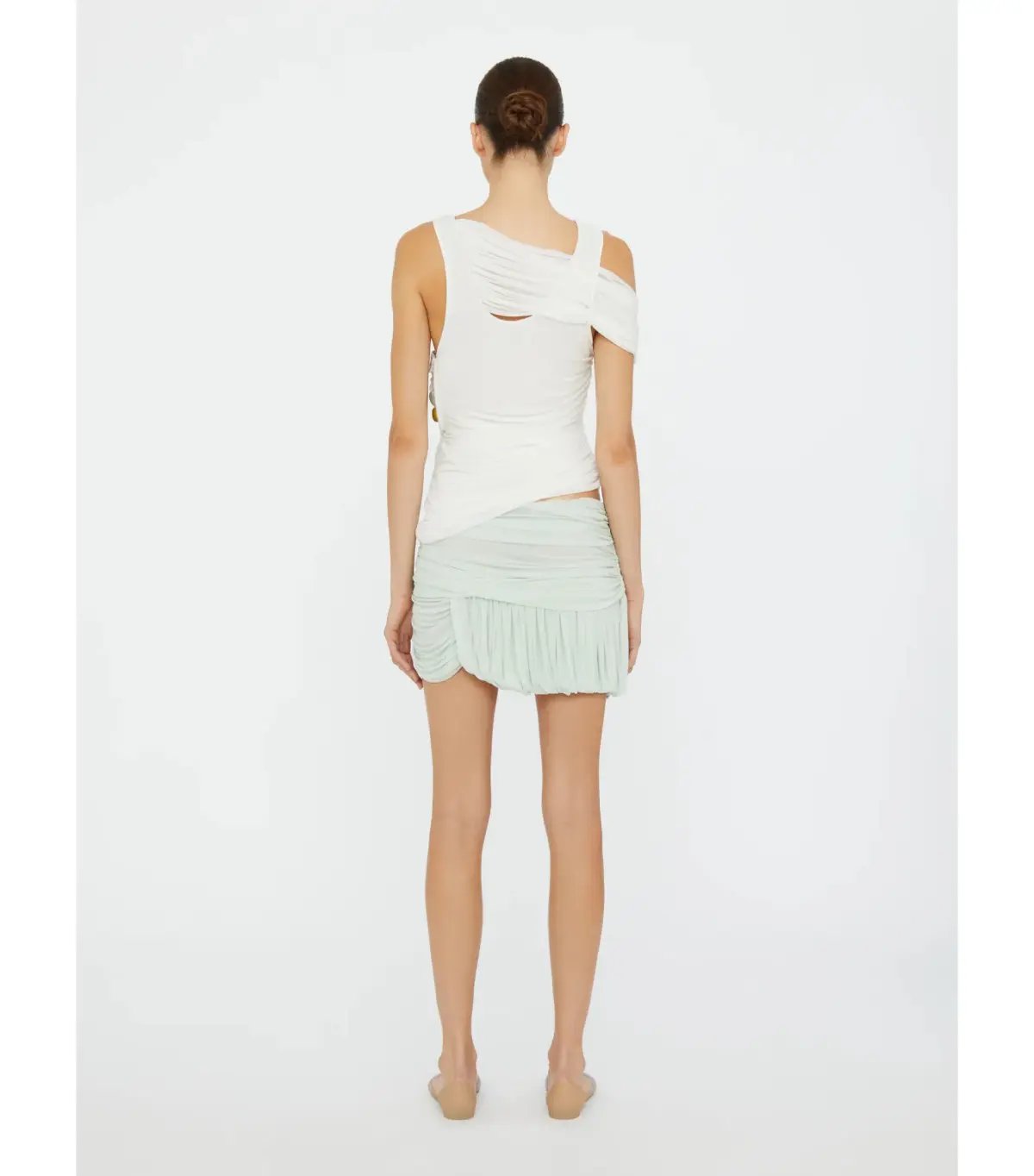 Christopher Esber Beach Glass Shawl Jersey Tank White and Bubble Mini Skirt Mint Size AU 10 photo 2
