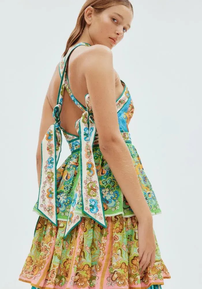 Alemais Dreamer Halter Tier Dress Multi Size 8 photo 2