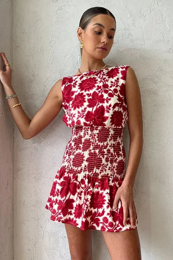 Sir the Label Cinta Open Back Dress Valentina Floral Red Size 0 / AU 6 photo 4