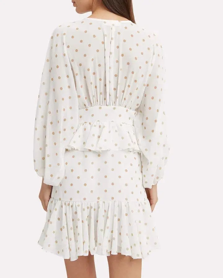 Shona Joy Polka Dot Ruffle Mini Dress White Size 10 photo 4