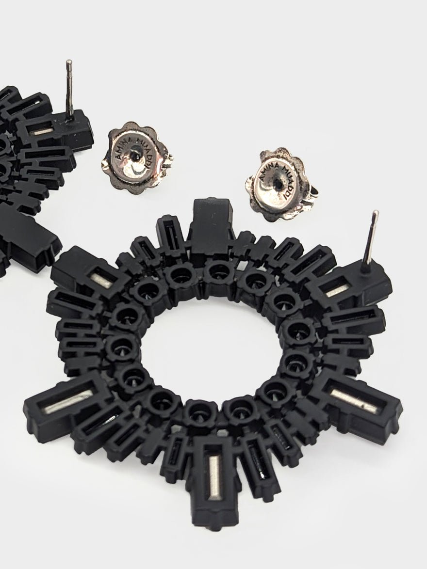 Amina Muaddi Begum Crystal Embellished Earrings Black photo 3