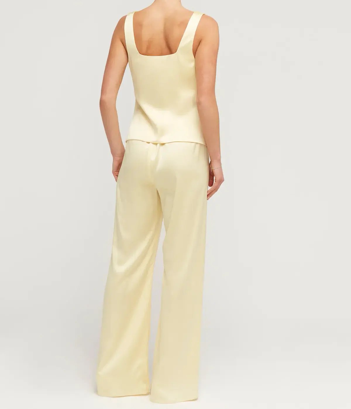 Maison Essentiele Button Down Vest Size XS and Straight Leg Pant Size S Set in Pale Yellow photo 3