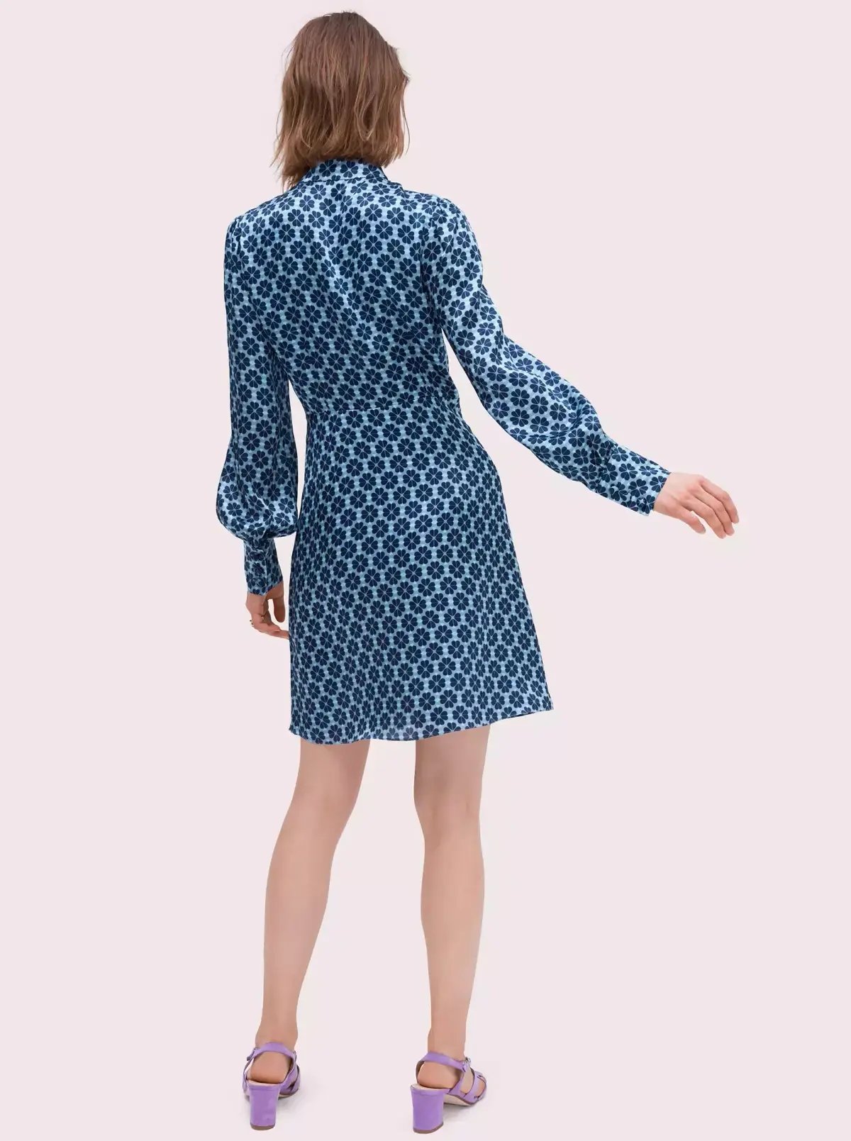 Kate Spade New York Flower Silk Mini Dress Blue Size 6 photo 3
