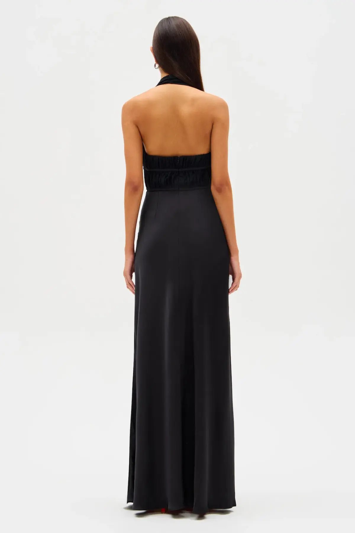 Misha Celine Satin Maxi Dress Black Size 10 photo 2