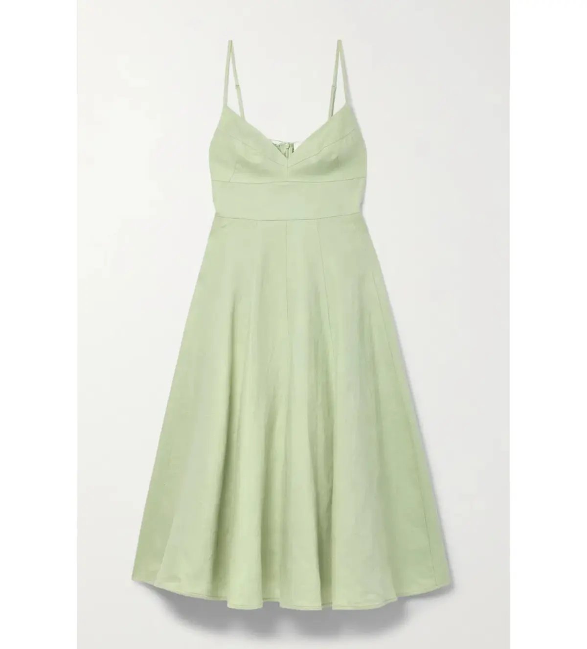 Zimmermann Dancer Picnic Shirred Linen Midi Dress Sage Size 3/AU 14 photo 5